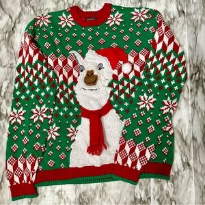Carl The Llama Merry Christmas Ugly Sweater Sz M Holiday Party Red Green Unisex